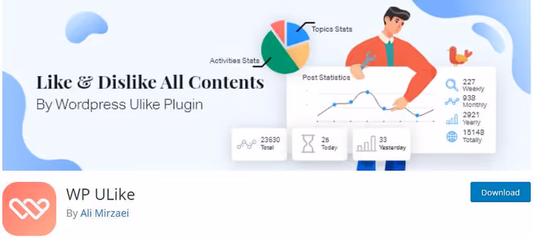WP ULike like and dislike buttons on a post page