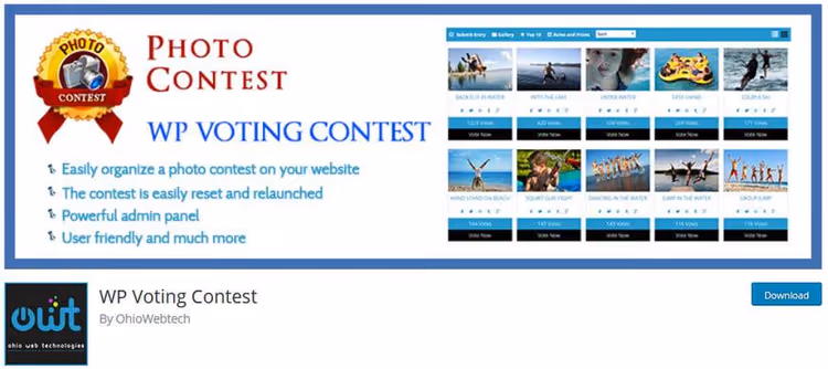WP Voting Contest photo contest page with voting buttons