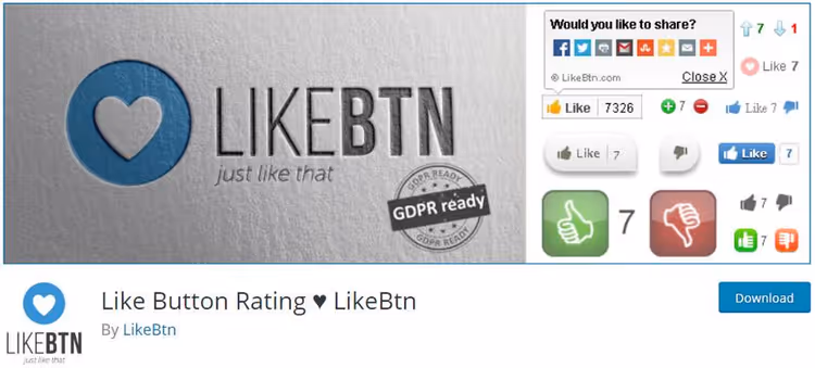LikeBtn like and dislike buttons on a site page