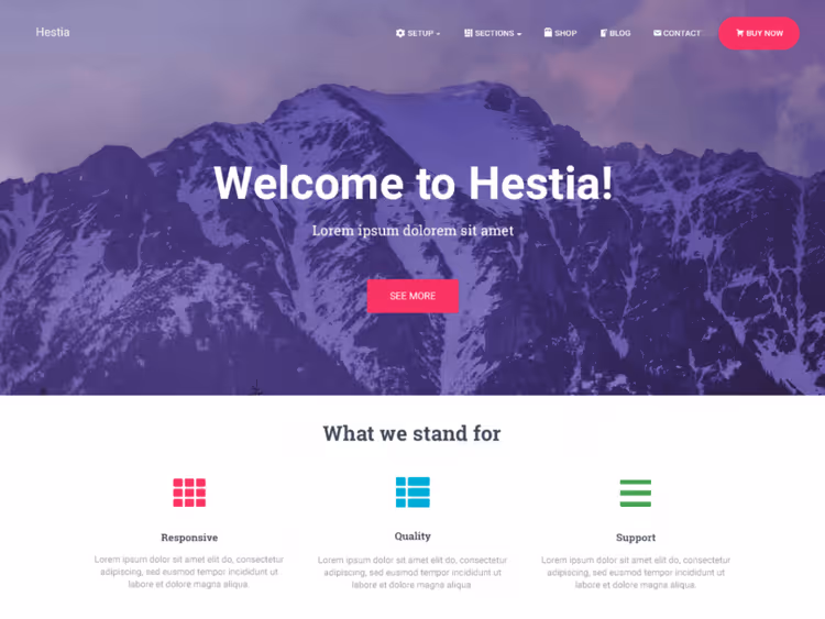 Hestia teema avaleht tooteplokkidega