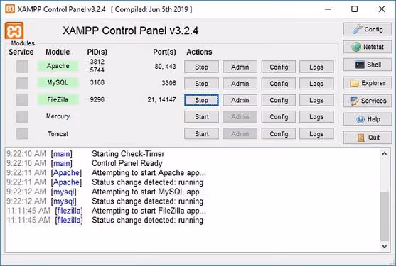 PHP-innstillinger i XAMPP lokalserver