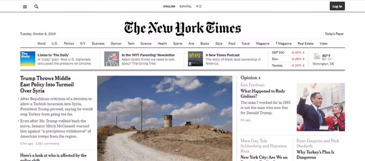 Корпоративний сайт The New York Times на WordPress