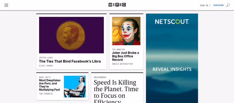 Сайт видання Wired на WordPress