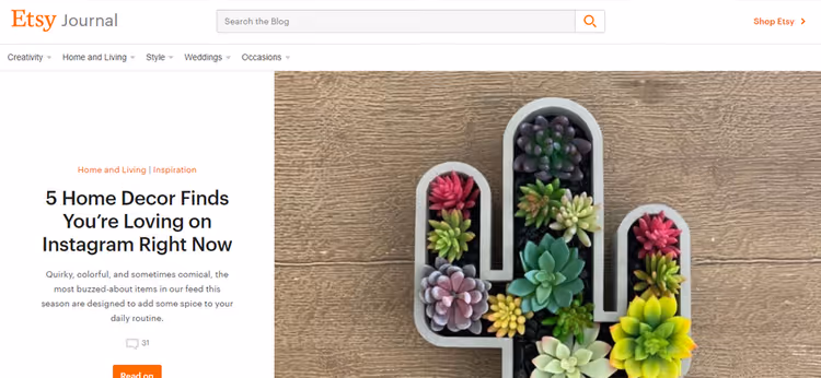 Блог маркетплейсу Etsy на WordPress