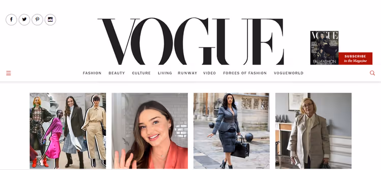Сайт журналу Vogue на WordPress