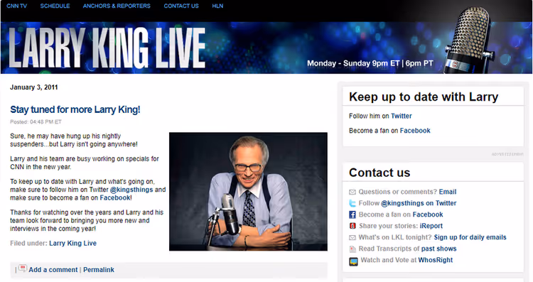 Сайт шоу Larry King Live на WordPress