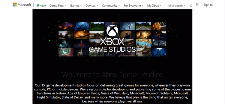 Сайт Microsoft Studios на WordPress