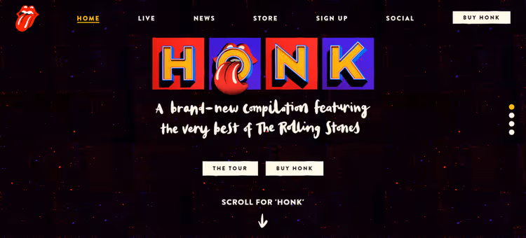Сайт гурту Rolling Stones на WordPress