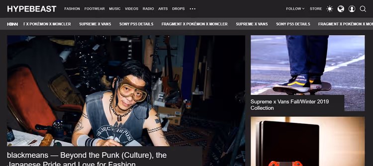 Сайт Hypebeast на WordPress