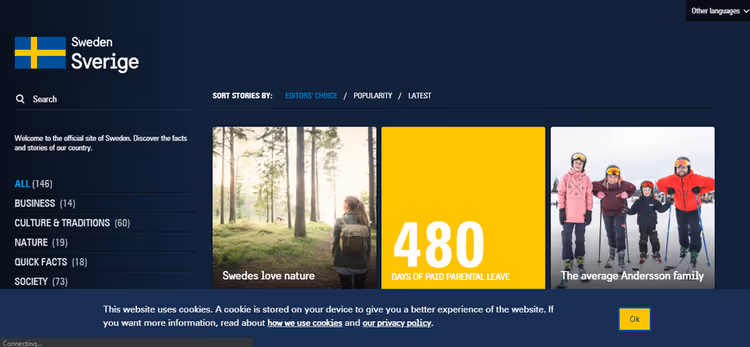 Офіційний сайт Швеції на WordPress