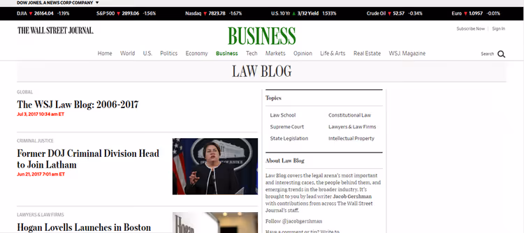 Юридичний блог WSJ на WordPress