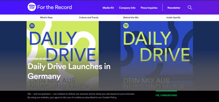 Новинний блог Spotify на WordPress