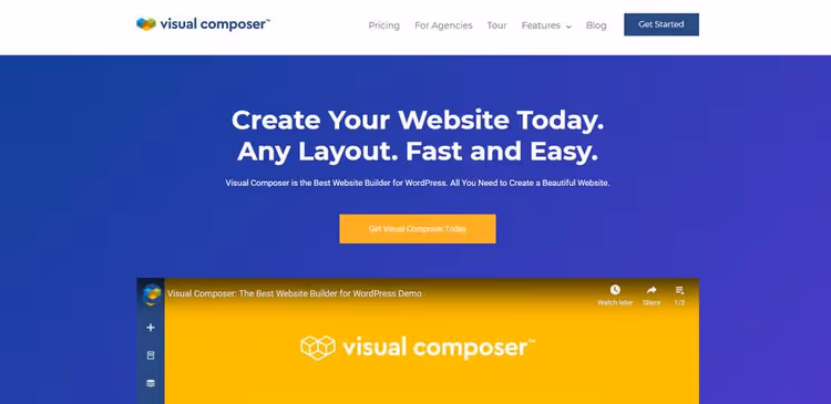 Finestra di modifica di Visual Composer Website Builder