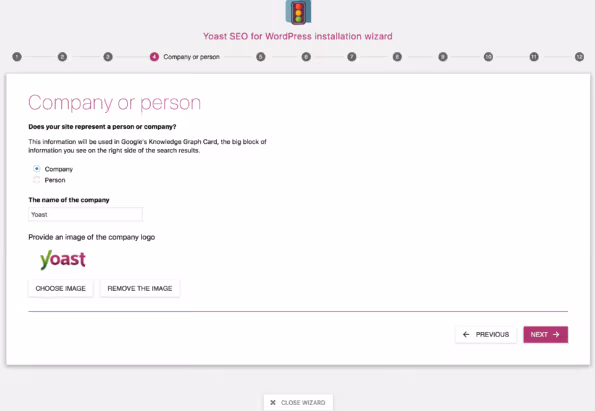 Sélection personne ou organisation comme auteur du contenu dans Yoast SEO