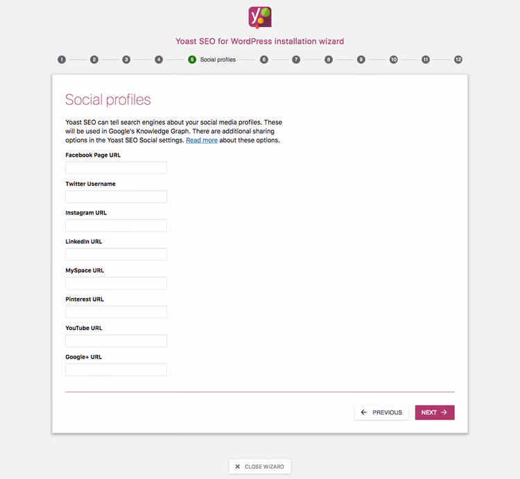 Ajout des liens vers les réseaux sociaux dans l’assistant Yoast SEO