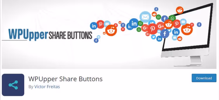 WP Upper Share Button knapper for deling i sosiale medier