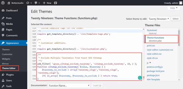 Kod PHP wykluczania wielu taksonomii przez filtr mapy witryny Yoast SEO