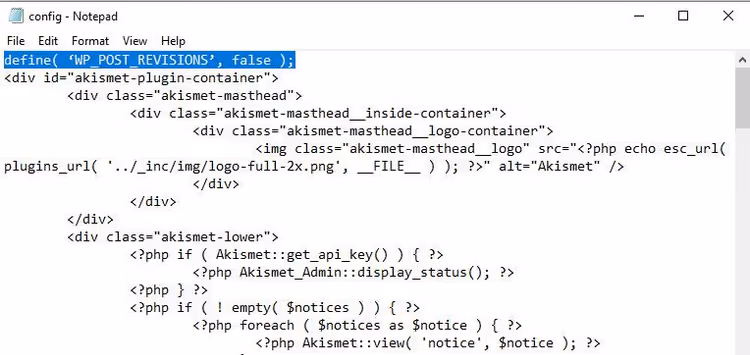 Codice per disabilitare le revisioni nel file wp-config.php