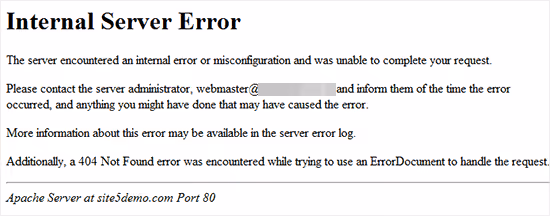 Белый экран с ошибкой 500 Internal Server Error на сайте WordPress