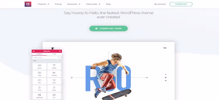 Tema Hello Elementor, framework minimalista