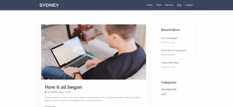 Tema Sydney, template business con Google Fonts