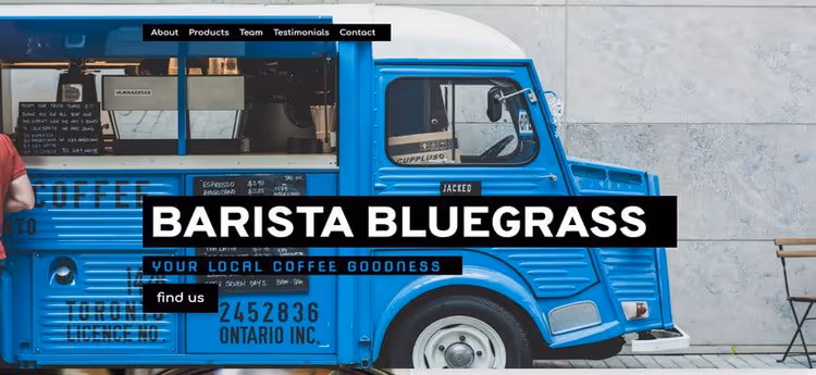 Template Barista Bluegrass, landing caffè su Elementor