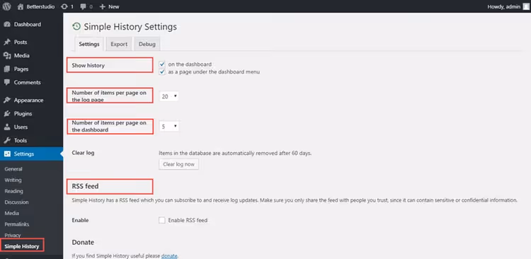 Finne og installere Simple History fra WordPress-katalogen