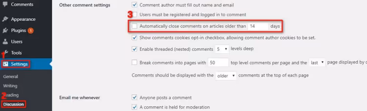 Настройка автоматического закрытия комментариев для старых постов WordPress