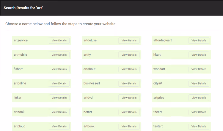 Domain name generation results in the IsItWP tool