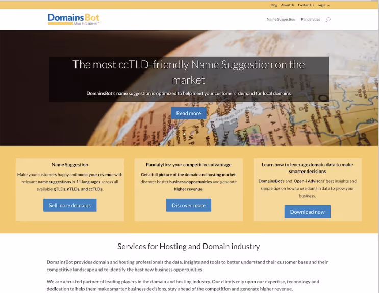 Domains Bot domain search interface