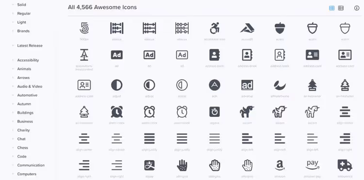 Font Awesome vektorbibliotek för ikoner