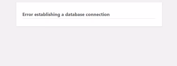 Database connection error on a white WordPress screen