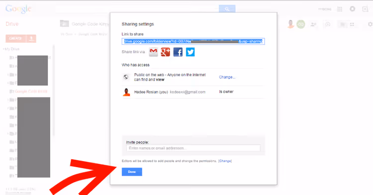 Partager un dossier sur Google Drive