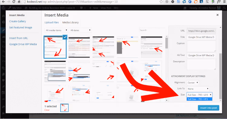 Paramètres de l'extension WP Media pour Google Drive