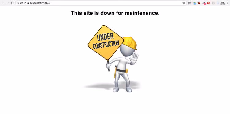 Maintenance page with technical work message