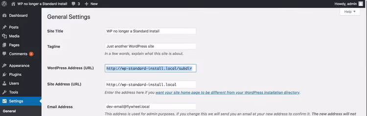Updating WordPress address with subdirectory added