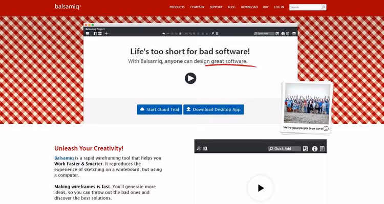Balsamiq-grensesnitt med håndtegnede skisser
