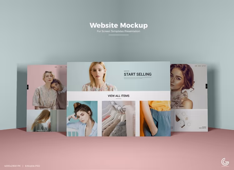 Gratis PSD-mockup av nettsideskjermer i høy oppløsning
