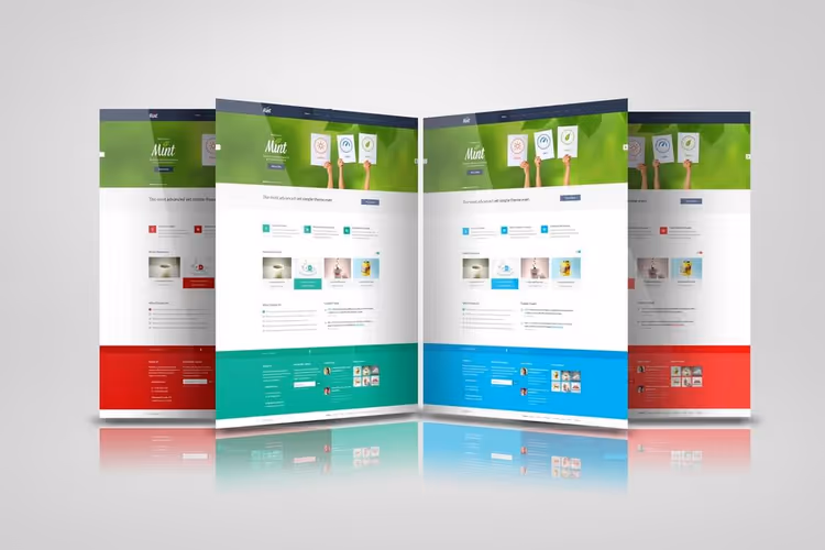 Syv unike PSD-mockuper for nettsidepresentasjon