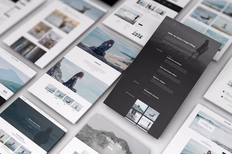 Profesjonell perspektiv-PSD-mockup for fullstørrelse nettside