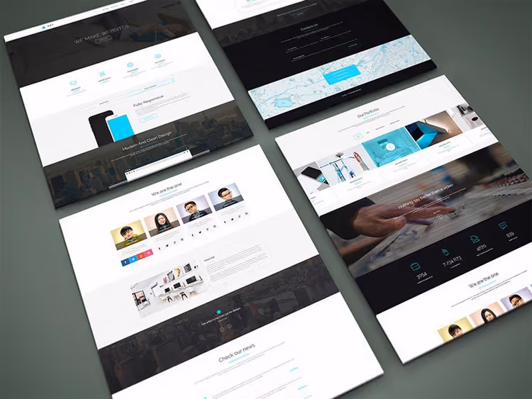 Gratis premium perspektiv-PSD-mockup av nettside