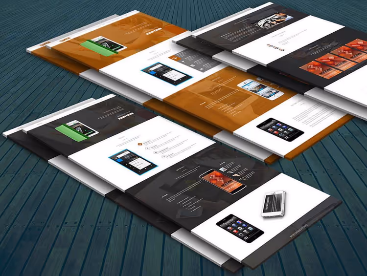 Gratis perspektiv-PSD-mockup av nettside med vidvinkel