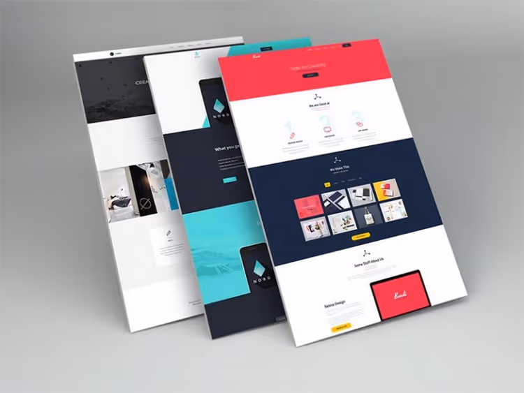 Gratis PSD-mockup av nettside i perspektiv med smartobjekter