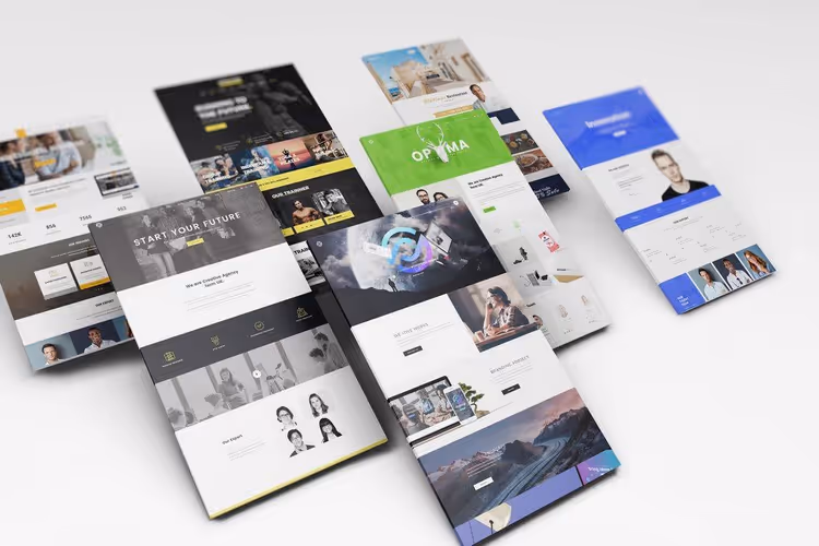 Perspektiv-PSD-mockup av nettside med tydelig designvisning