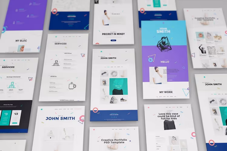 Minimalistisk perspektiv-PSD-mockup med uskarphetseffekt