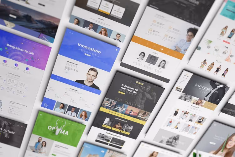 Perspektiv-PSD-mockup, nettside hengende på vegg