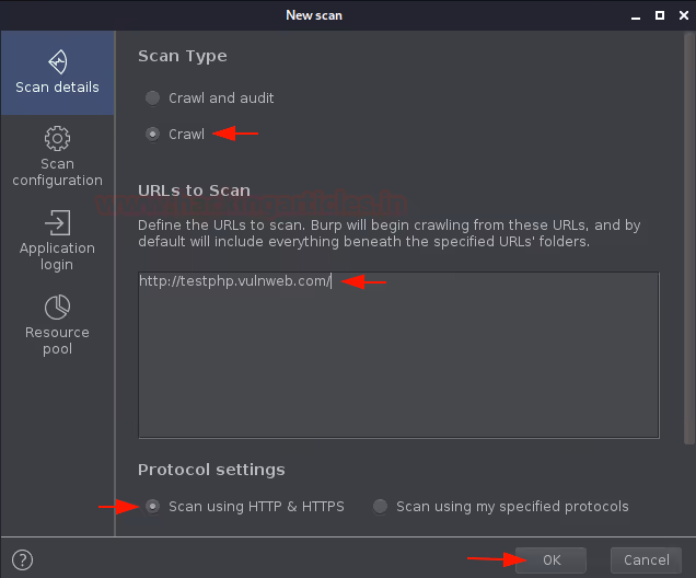 Fenêtre Nouvelle analyse avec sélection du mode Exploration et champ URL