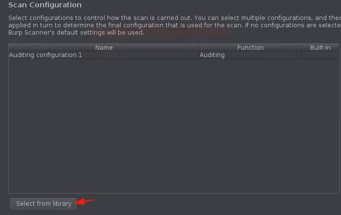 Bouton Sélectionner depuis la bibliothèque dans la fenêtre de création de configuration d'audit