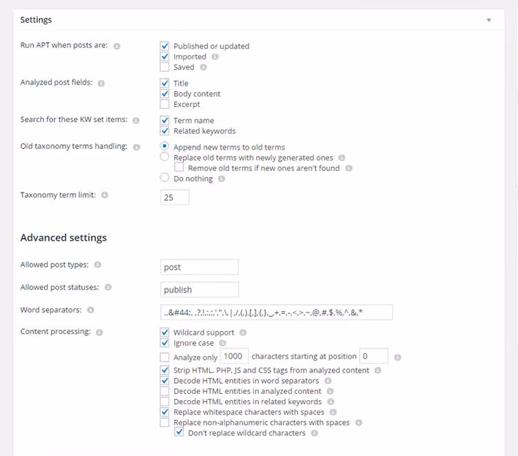 Interface de gestion des taxonomies dans TaxoPress