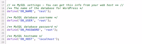 wp-config.php redigeerimine, andmebaasi seaded
